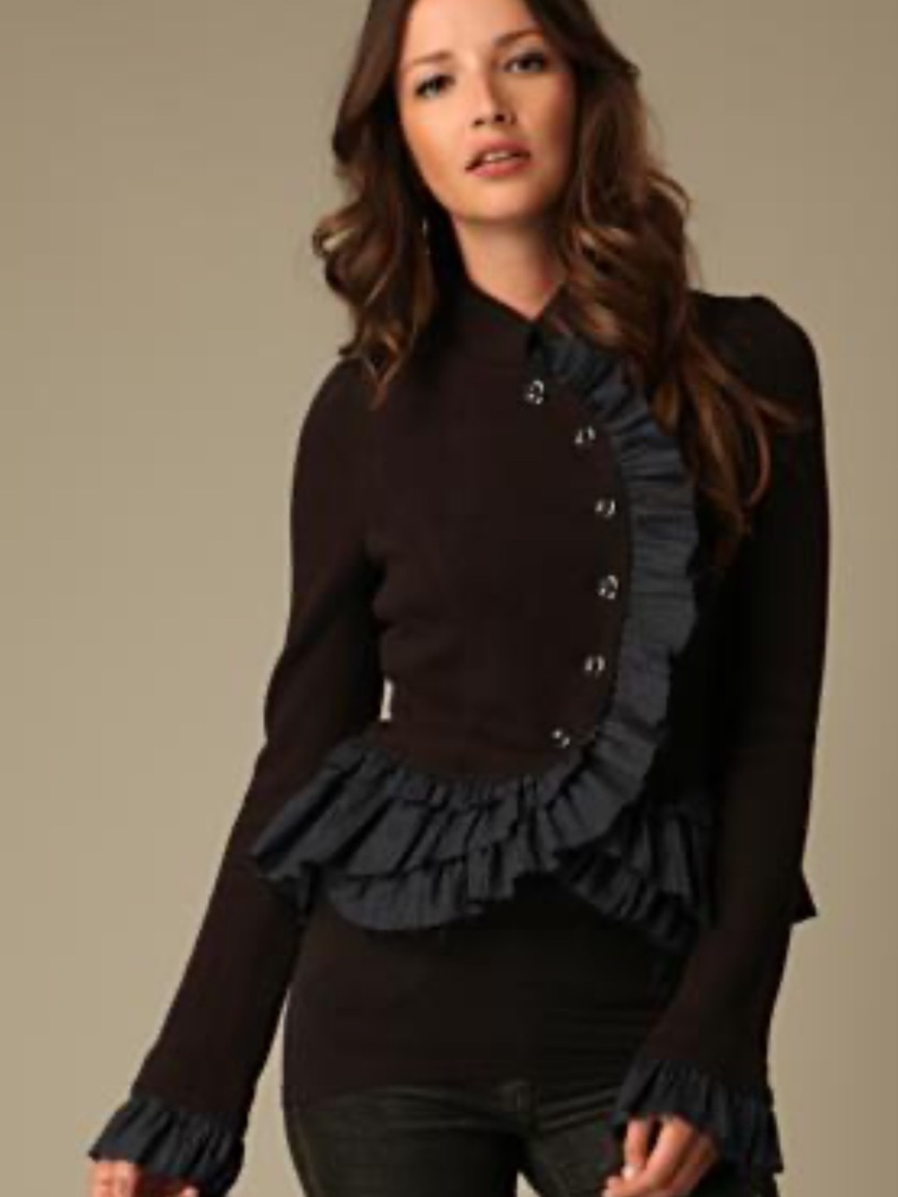 Vintage Free People Military Ruffle Jacket 4